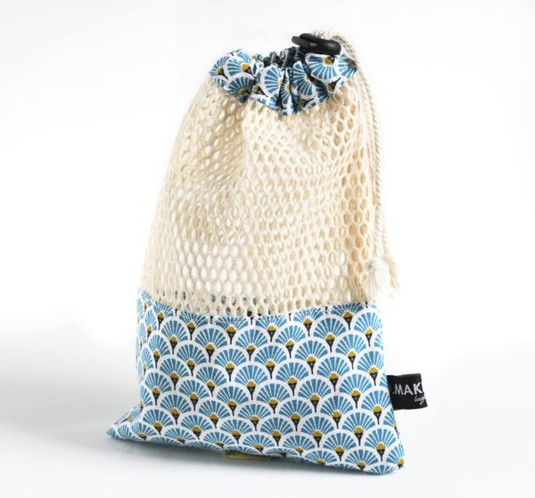 sac de lavage lingette demaquillante bleu